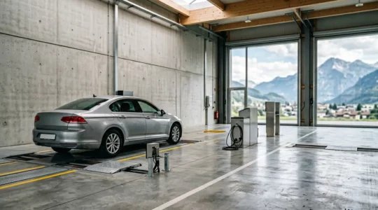 Expert effectuant un contrôle rigoureux de l'état technique d'une voiture lors d'une expertise automobile en Suisse