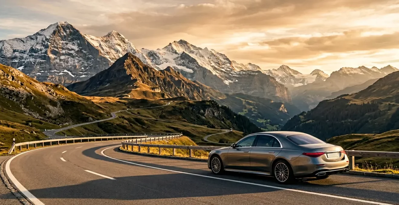 Vue symbolique représentant la perte de valeur d'un véhicule en Suisse avec éléments visuels minimalistes