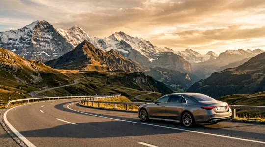 Vue symbolique représentant la perte de valeur d'un véhicule en Suisse avec éléments visuels minimalistes