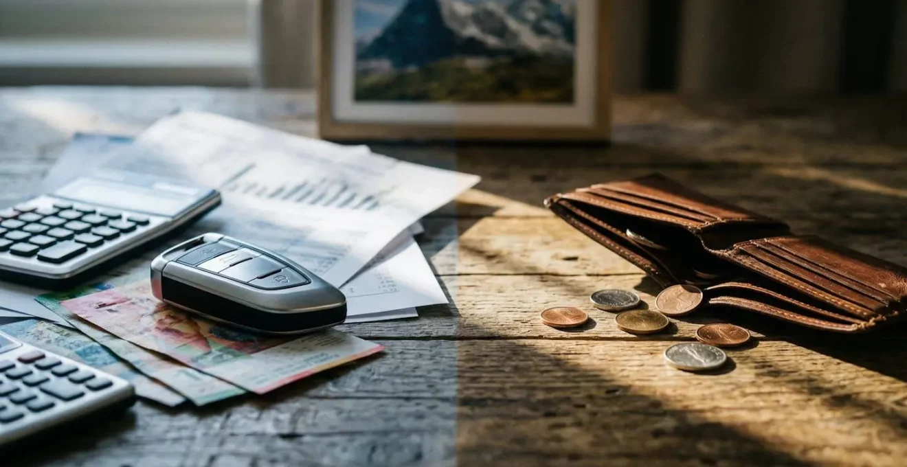 Conceptualisation visuelle du dilemme financier du leasing automobile pour les petits budgets en Suisse