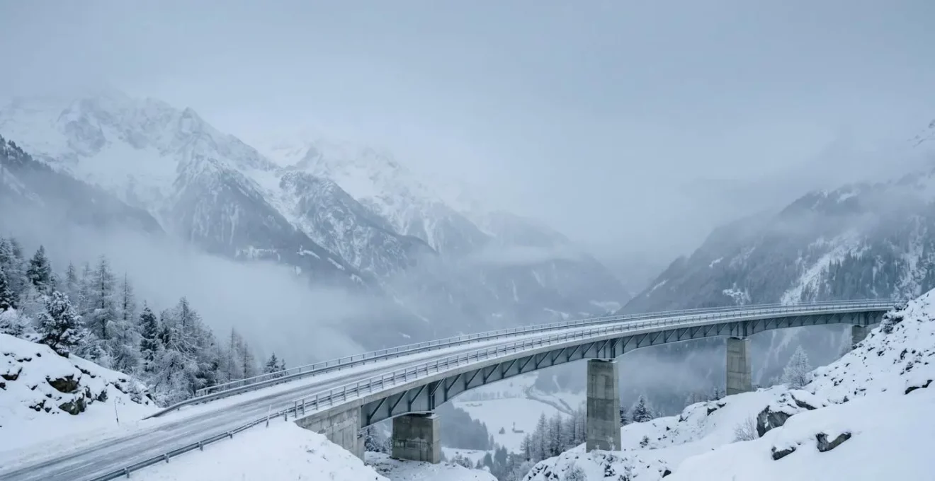 Environnement routier hivernal montrant les zones a risque de verglas