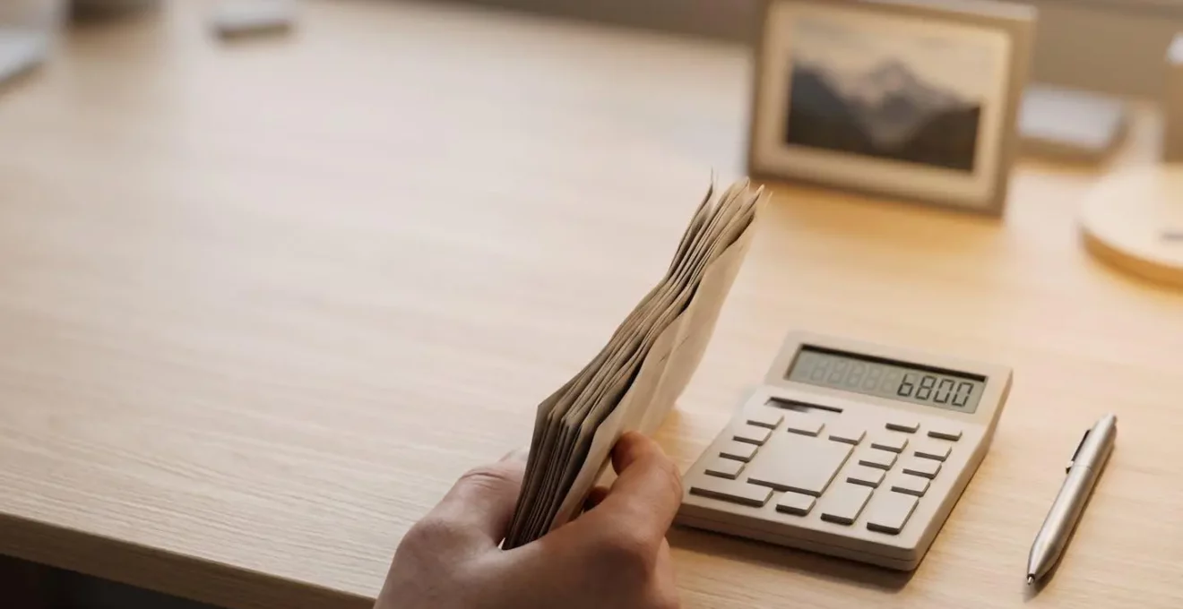 Mains d'un propriétaire tenant un devis de garage et une calculatrice, symbolisant la réflexion financière face à une décision de réparation automobile